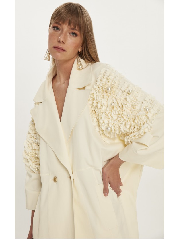 Fırfır Kollu Ekru Oversize Kap