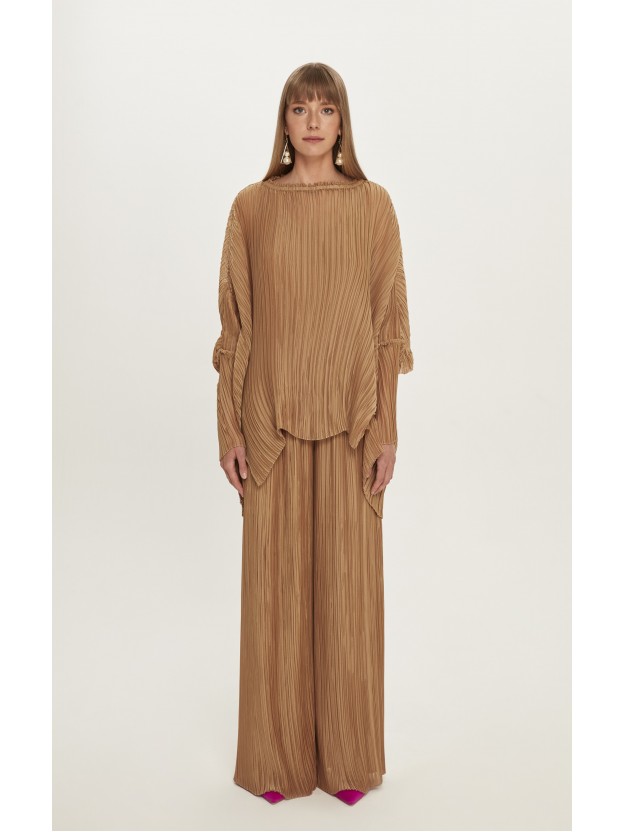 Camel Rengi Piliseli Bluz